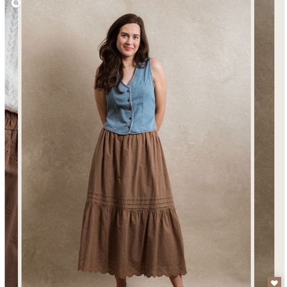 Neuflora Dresses & Skirts - Neuflora Santa Monica Eyelet Tiered Midi Skirt Boho Prairie Cottagecore Size L